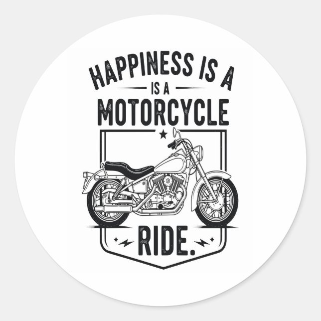 Happiness is a Motorcycle Ride.jpg Classic Round Sticker (Front)