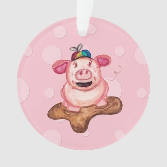 Happiness is a Mud Puddle Ornament (Front)