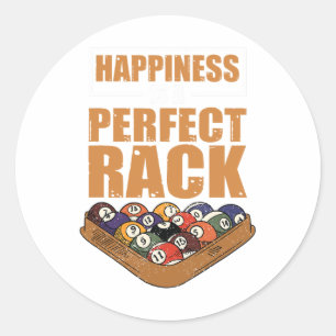 Happiness Is A Perfect Rack Billiard Game Lover Bi Classic Round Sticker
