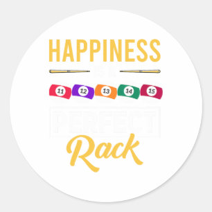 Happiness Is A Perfect Rack Billiard Game Lover Bi Classic Round Sticker