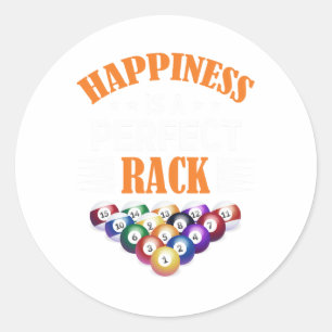 Happiness Is A Perfect Rack Billiard Game Lover Bi Classic Round Sticker