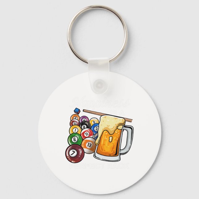 Happiness Is A Perfect Rack I Pool Billiards Playe Key Ring (Front)