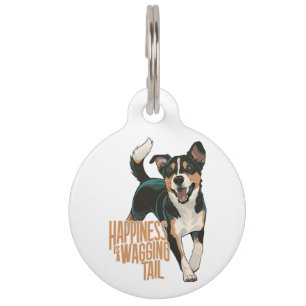 Happiness Is a Wagging Tail Dog Lover Design Pet Tag