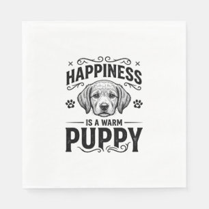 Happiness Is A Warm Puppy Vintage Dog Shirt Design Napkin