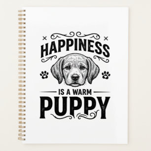 Happiness Is A Warm Puppy Vintage Dog Shirt Design Planner