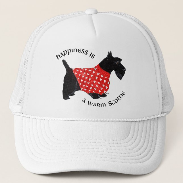 Happiness is a Warm Scottie Trucker Hat (Front)