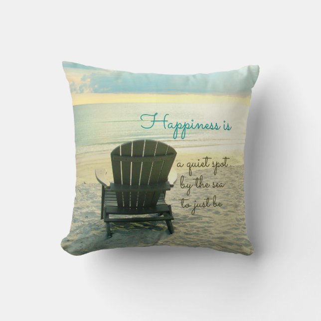Happiness Is Adirondack Chair Beach Pillow (Front)