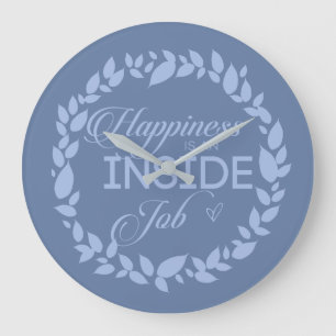 Happiness Is An Inside Job Blue Wreath Large Clock