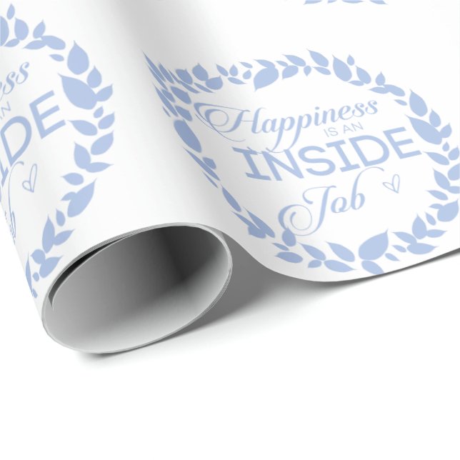 Happiness Is An Inside Job Blue Wreath Wrapping Paper (Roll Corner)