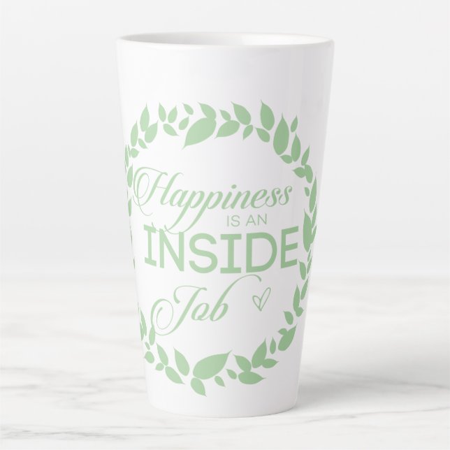 Happiness Is An Inside Job Green Wreath Latte Mug (Front)