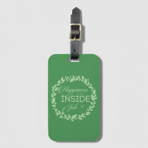 Happiness Is An Inside Job Green Wreath Luggage Ta Luggage Tag