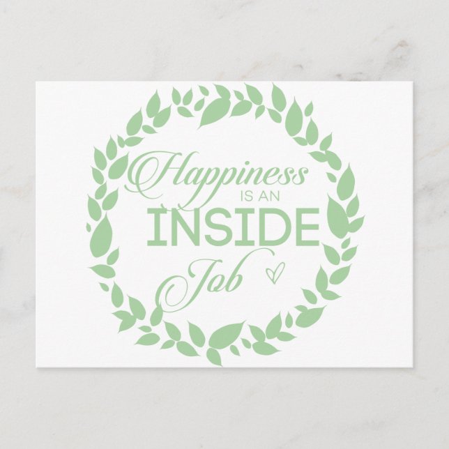 Happiness Is An Inside Job Green Wreath Postcard (Front)