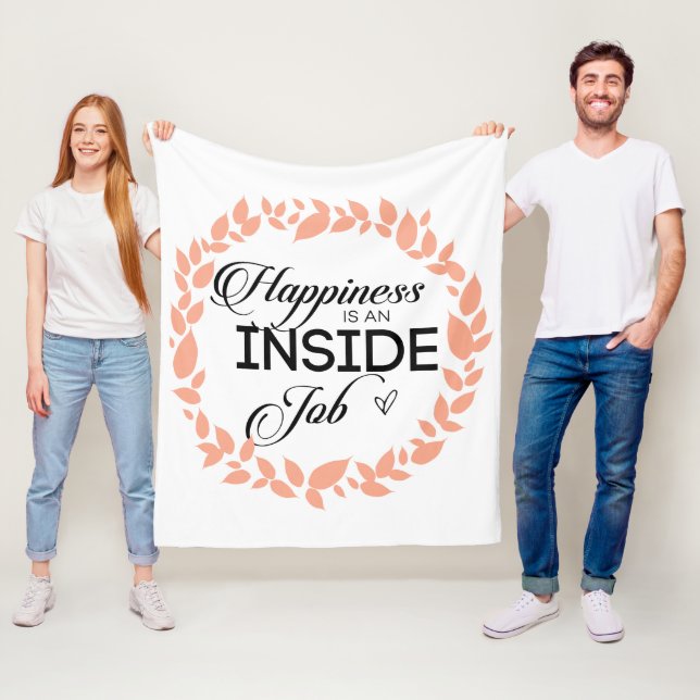 Happiness Is An Inside Job Wreath Fleece Blanket (In Situ)