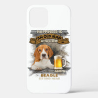 Happiness Is An Old Man With Beer And A Beagle Sit