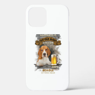 Happiness Is An Old Man With Beer And A Beagle Sit iPhone 12 Case