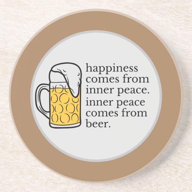 Happiness Is Beer Funny Quote Word Art   Coaster (Front)