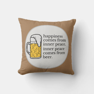 Happiness Is Beer Funny Quote Word Art  Cushion