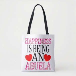 Happiness Is Being A Abuela Floral Mimi Christmas Tote Bag