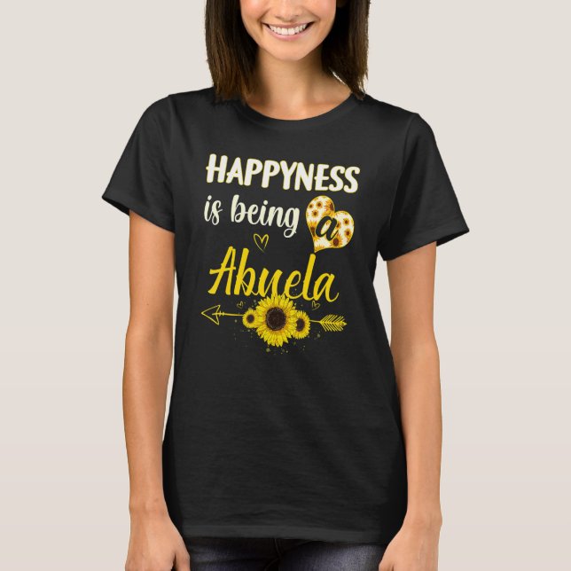 Happiness Is Being A Abuela Sunflower Grandma Moth T-Shirt (Front)