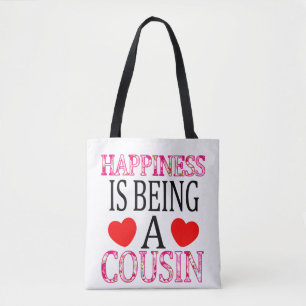 Happiness Is Being A Cousin Floral Mimi Christmas Tote Bag