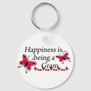 Happiness Is Being A Gram BUTTERFLY Key Ring
