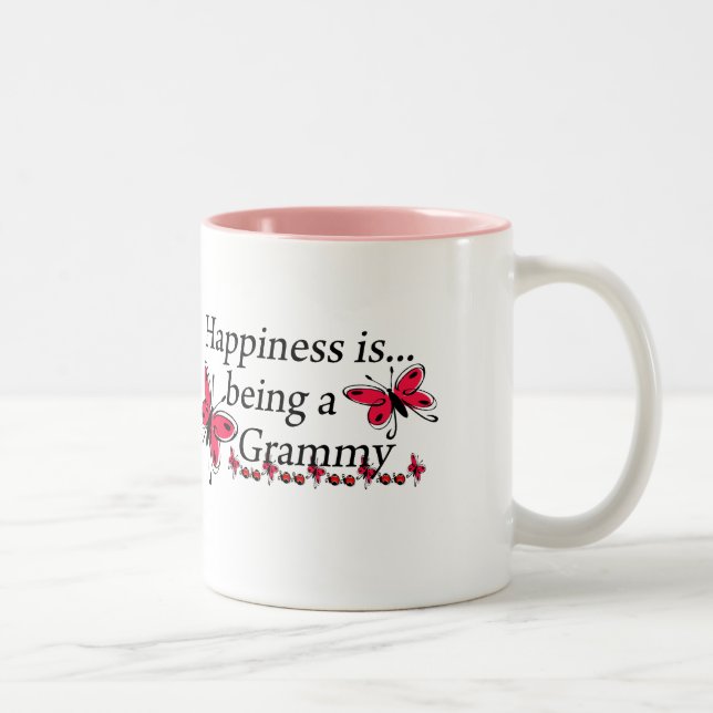 Happiness Is Being A Grammy BUTTERFLY Two-Tone Coffee Mug (Right)