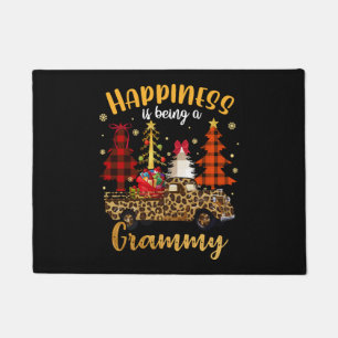 Happiness Is Being A Grammy Christmas Tree Leopard Doormat