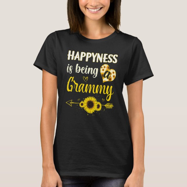 Happiness Is Being A Grammy Sunflower Grandma Moth T-Shirt (Front)