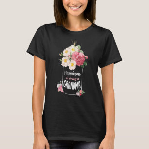 Happiness Is Being A Grandma Beautiful Flower Jar T-Shirt