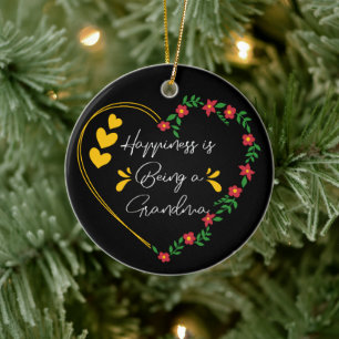 Happiness Is Being A Grandma Cute New Grandmother Ceramic Ornament