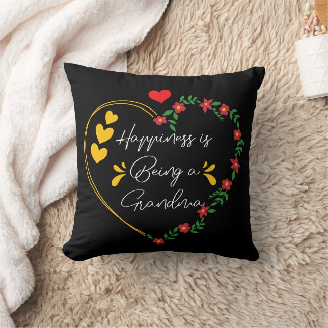 Happiness Is Being A Grandma Cute New Grandmother Cushion (Blanket)