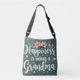 Happiness is Being a Grandma Floral Cottagecore Crossbody Bag