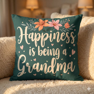  Happiness is Being a Grandma Floral Cottagecore Cushion