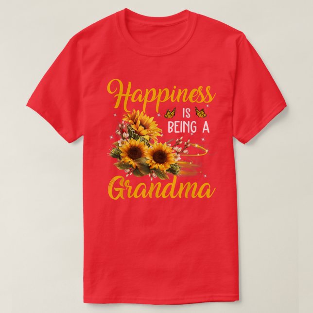Happiness is being a Grandma  Sunflower Lovers Gra T-Shirt (Design Front)