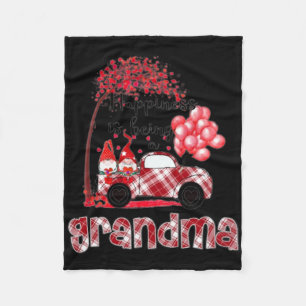 Happiness Is Being A Grandma - Valentine Gnome - T Fleece Blanket