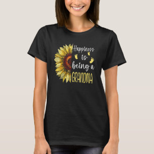 Happiness Is Being A Grandma Women Sunflower Decor T-Shirt