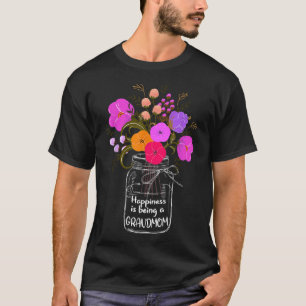 Happiness Is Being A Grandmom Gift Grandma Mum Flo T-Shirt