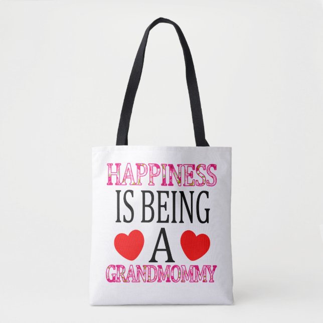 Happiness Is Being A Grandmomy Floral Mimi Xmas Tote Bag (Front)