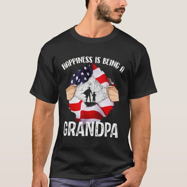 Happiness Is Being A Grandpa Father'S Day Gift T-Shirt (Front)