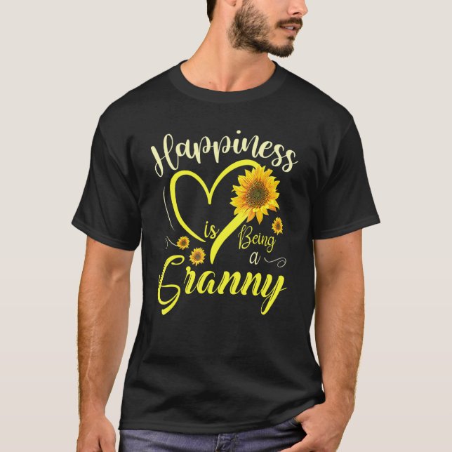 Happiness Is Being A Granny  Sunflower T-Shirt (Front)