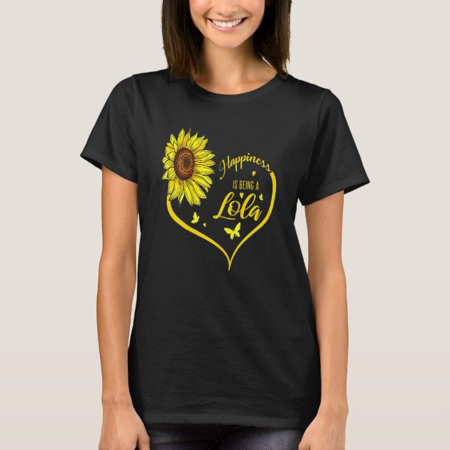Happiness Is Being A Lola  Sunflower T-Shirt (Front)