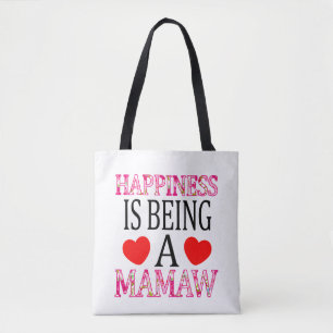 Happiness Is Being A Mamaw Floral Mimi Christmas Tote Bag