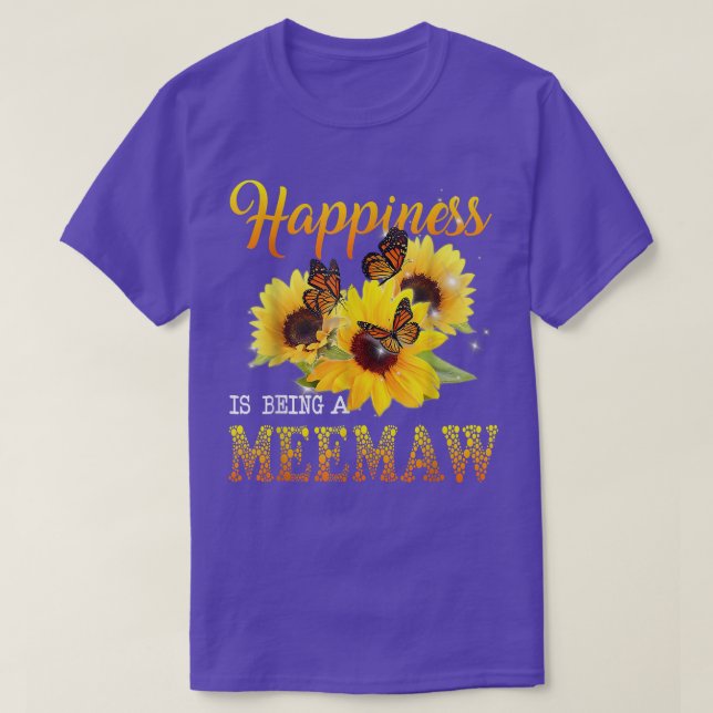 Happiness Is Being A Meemaw Butterfly Sunflowers  T-Shirt (Design Front)