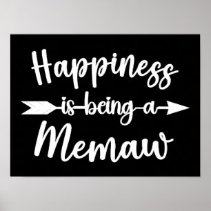 Happiness Is Being A Memaw Funny Grandma Mothers  Poster