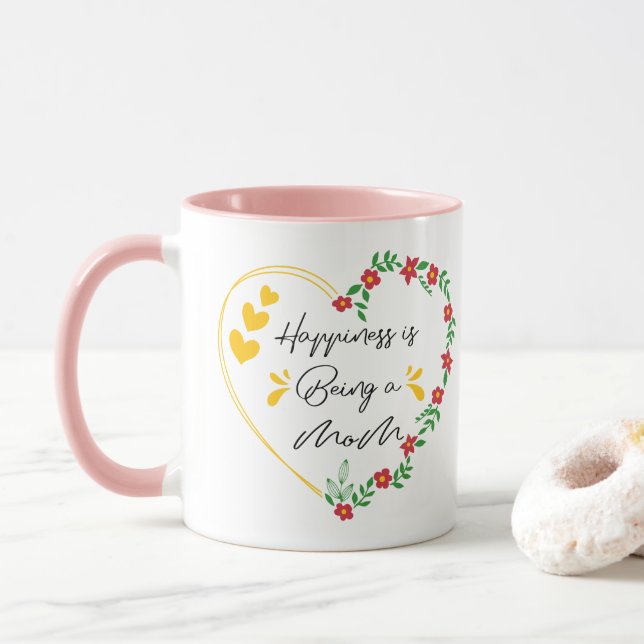 Happiness Is Being A Mum Funny Mothers Day New Mum Mug (With Donut)