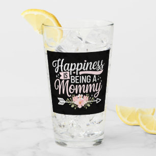 Happiness Is Being A Mummy Floral Mother’s Day Glass