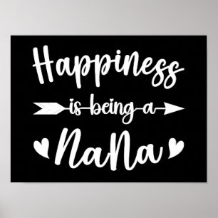 Happiness Is Being A Nana Mothers Day Cute Grandma Poster