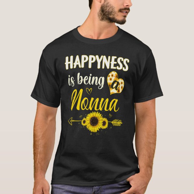 Happiness Is Being A Nonna Sunflower Grandma Mothe T-Shirt (Front)