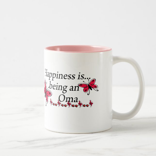 Happiness Is Being A Oma BUTTERFLY Two-Tone Coffee Mug (Right)
