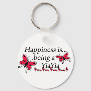 Happiness Is Being A YiaYia BUTTERFLY Key Ring